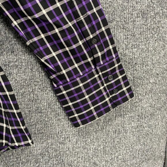 Chaps Shirt Womens 2X Blue Plaid Button Up Long Sleeve Career Office Preppy - Picture 3 of 8